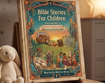 Libro personalizado de historias bíblicas para niños. Un recuerdo cristiano para siempre. Bautizo, Confirmación, Cumpleaños. Para niños de 0 a 12 años.