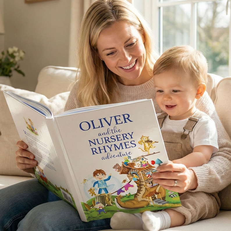 Personalised Book of Nursery Rhymes & Poems for Newborns and Toddlers. Keepsake image 1
