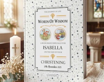 Libro de recuerdos de bautizo personalizado: palabras de sabiduría especiales que incluyen el nombre de tu hijo.