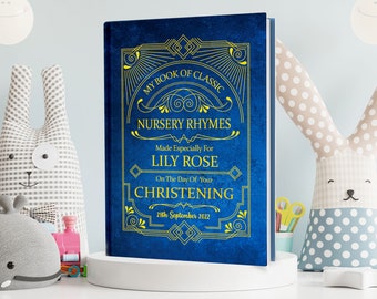 Christening Gift For Boys or Girls, A Very Unique Personalised Baptism Book of Nursery Rhymes. Especially Made for A Child's Christening Day