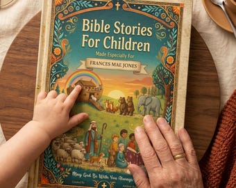 Libro personalizado de historias bíblicas para niños. Un recuerdo cristiano para toda la vida. Bautismo.