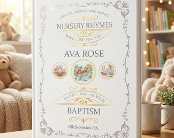 Personalised Baptism / Christening Keepsake Book: Classic Nursery Rhymes Custom Made For Baby
