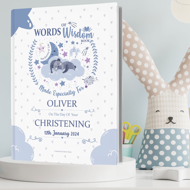 Christening Gift Book, A One-Of-A-Kind Personalised Christening Book of Special Words Of Wisdom Made for A Childs Special Christening Day