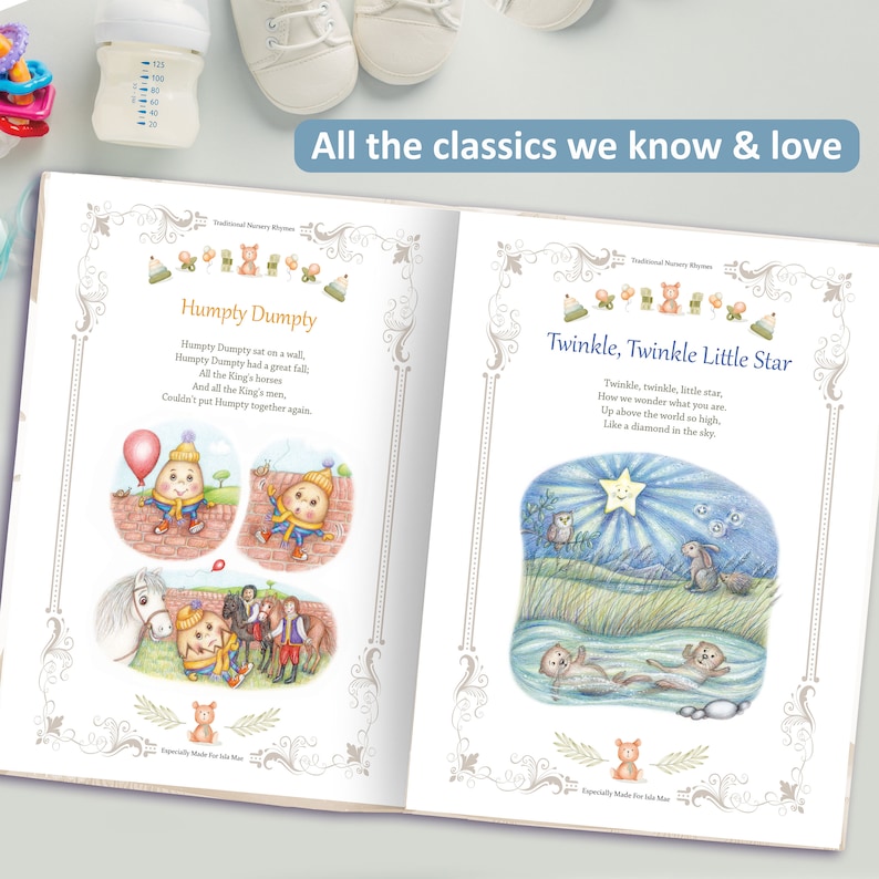 Christening Gift Book, A Very Special Personalised Christening Book of Nursery Rhymes Especially Made for A Child's Christening Day