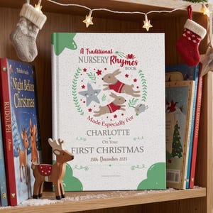 Personalised Baby's First Christmas Nursery Rhymes Book, Keepsake Gift