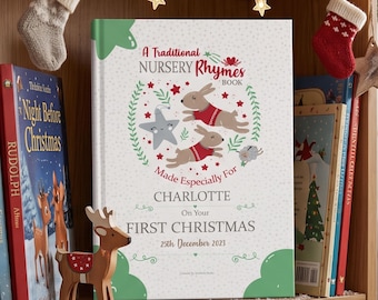 Personalised Baby's First Christmas Nursery Rhymes Book, Keepsake Gift