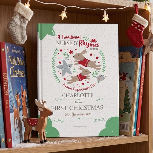 Personalised Baby's First Christmas Nursery Rhymes Book, Keepsake Gift
