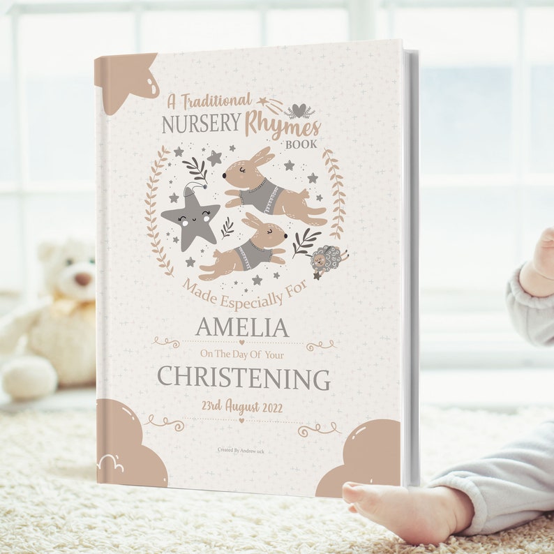 Christening Gift Book, A Very Special Personalised Christening Book of Nursery Rhymes Especially Made for A Child's Christening Day
