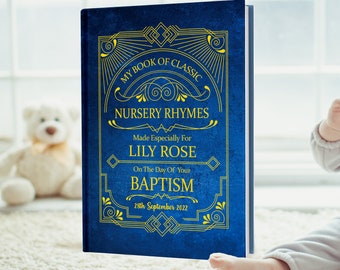 Baptism Gift For Boys or Girls, A Very Unique Personalized Baptism Book of Nursery Rhymes. Especially Made for A Child's Baptism Day