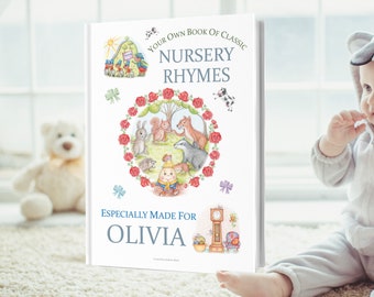 Libro de rimas infantiles personalizado: regalo de recuerdo hecho a mano para bebé