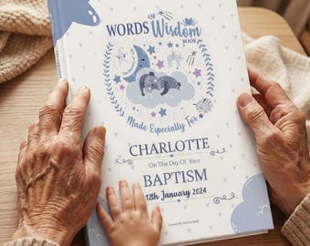 Libro de palabras de sabiduría personalizado para bautizos, recuerdo para bebé.