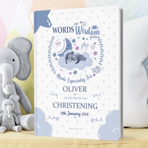 Christening Gift Book, A One-Of-A-Kind Personalised Christening Book of Special Words Of Wisdom Made for A Childs Special Christening Day