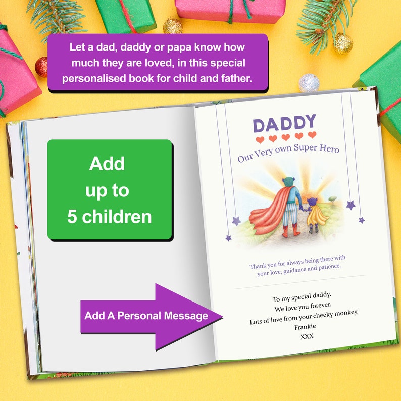 Daddy Hero Personalized Book A Funny, Yet Heart-Warming Look At The Love Between A Child and Their Father For Children Aged 0-8 Years image 2