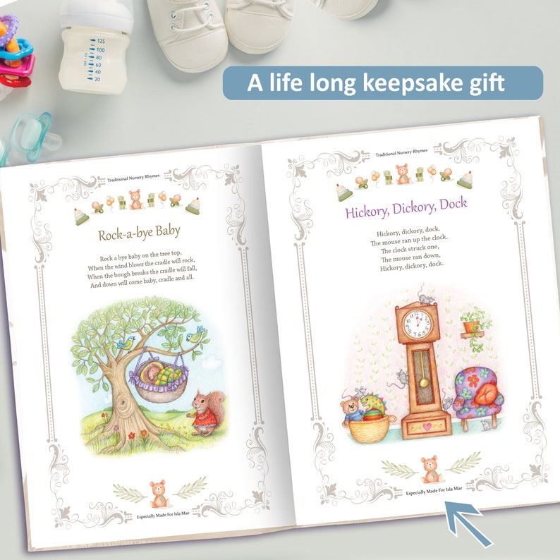 Christening Gift Book, A Very Special Personalised Christening Book of Nursery Rhymes Especially Made for A Child's Christening Day