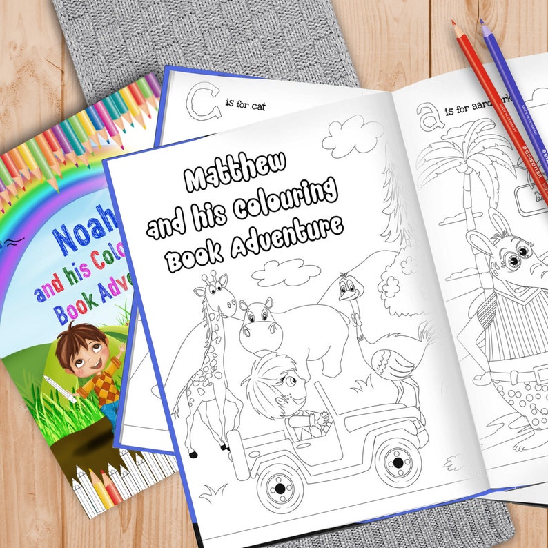 Coloring Book for Children Personalised with Name and Personal Message Inside A Fun Coloring Book Adventure and Activity Book image 3