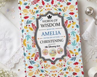 Libro de palabras sabias personalizado para bautizo. Un recuerdo para toda la vida del bebé.