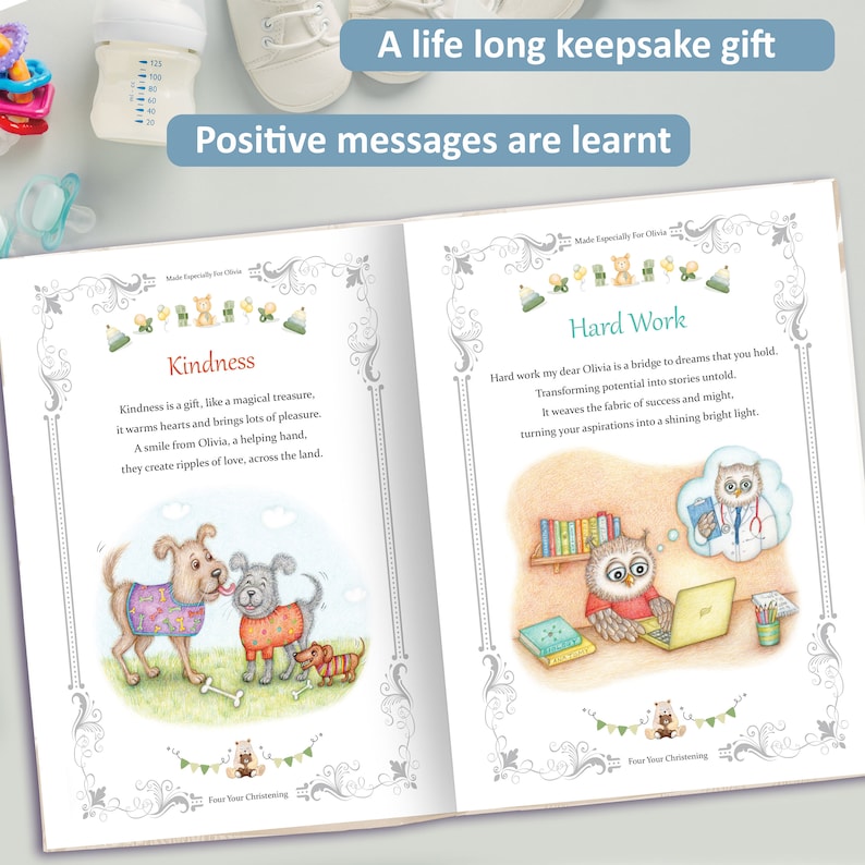 Christening Gift Book, A One-Of-A-Kind Personalised Christening Book of Special Words Of Wisdom Made for A Child's Special Christening Day