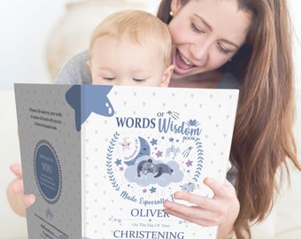 Christening Present Personalised, A Unique Personalised Christening Book of Special Words Of Wisdom Made for A Child's Christening Day