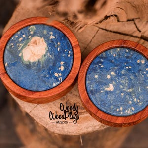 Red Ear Plugs With Violet Maple Inlay -Wood purple plugs ear plugs and tunnels plugs handmade ear plugs wood  wood purple plugs - ear gauges