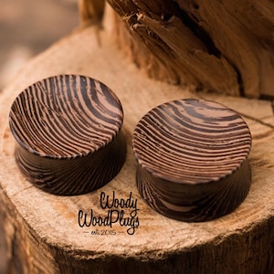 Concave Wooden Ear Gauges – Double-Flared Organic Plugs 10–50 mm