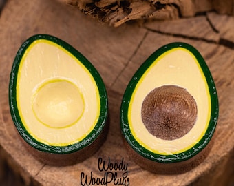 Teardrop Avocado Wood Plugs – Handmade Saddle-Fit Gauges – Organic Body Jewelry – Fun Gift for Stretched Ears 16 to 50mm Vegan Plugs