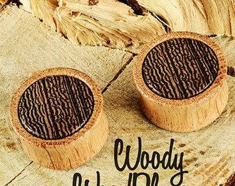 Beech wood plugs with wenge / wooden ear gauges ear plugs 7/8 22mm 15/16 24mm 1'' 25mm 9/16 14mm 3/4 19mm 26mm 28mm plugs 30mm ear gauges