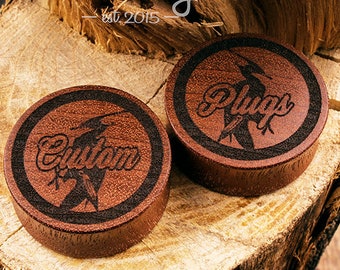 Custom ear plugs and gauges, wooden plugs with any engaving, custom wood plugs with personalization 18mm-50mm 11/16" to 2 inch plugs