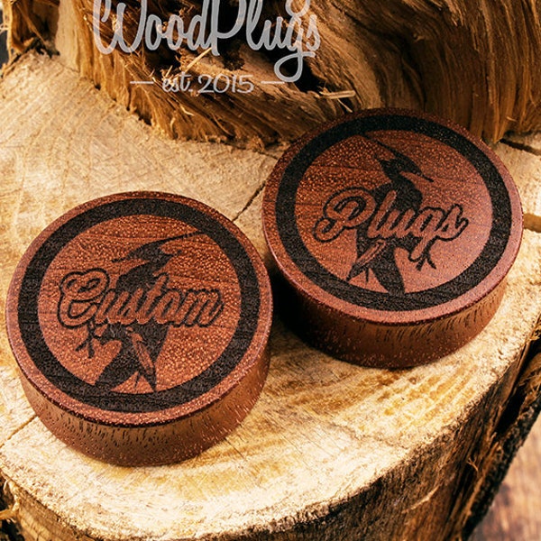 Custom ear plugs and gauges, wooden plugs with any engaving, custom wood plugs with personalization 18mm-50mm 11/16" to 2 inch plugs