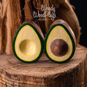 Teardrop Avocado Wood Plugs – Handmade Saddle-Fit Gauges – Organic Body Jewelry – Fun Gift for Stretched Ears 16 to 50mm Vegan Plugs image 7
