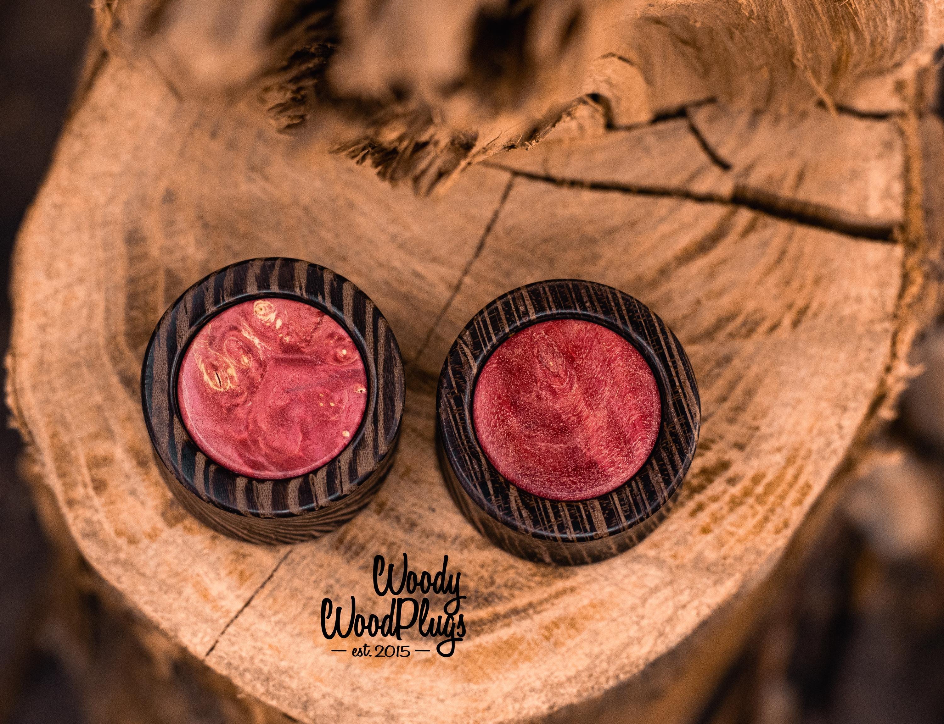 2 Pezzi Nuovi Tappi Per Le Orecchie In Legno Calibri Orecchini Donna - Foto 11