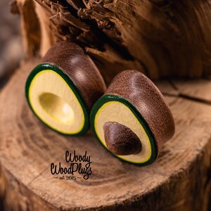 Teardrop Avocado Wood Plugs – Handmade Saddle-Fit Gauges – Organic Body Jewelry – Fun Gift for Stretched Ears 16 to 50mm Vegan Plugs image 8