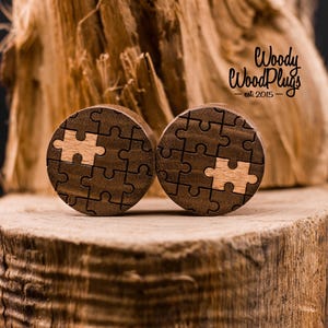 Puzzleteil-Holzplugs, doppelt ausgestellter Plug, Holzstärken, Größen 18 mm – 50 mm, Plugs und Tunnel