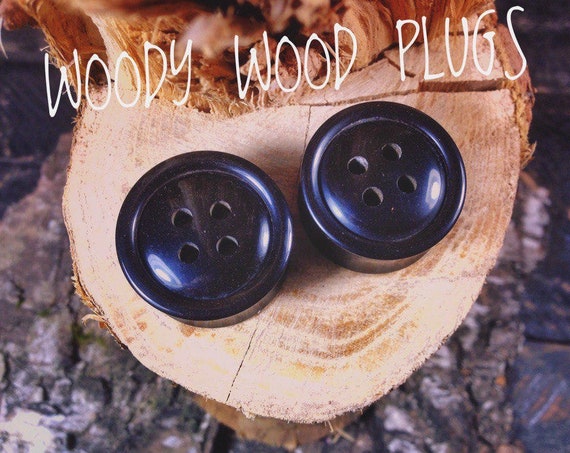 Black Ebonite Ear Gauges Buttons Ebonite Plugs Buttons Gauges in