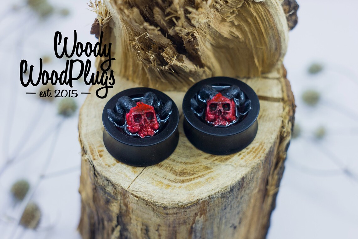 Devil ear plugs satanic skull plugs satan plugs baphomet Etsy