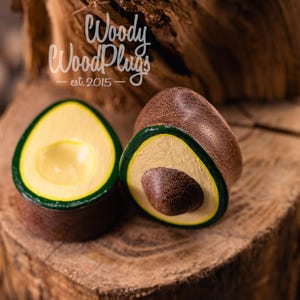 Teardrop Avocado Wood Plugs – Handmade Saddle-Fit Gauges – Organic Body Jewelry – Fun Gift for Stretched Ears 16 to 50mm Vegan Plugs image 6