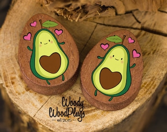 Teardrop Avo jewerly wooden ear plugs, Vegan Avocado gauges 20mm 22mm 24mm 25mm 26mm 28mm 30mm 32 34 to 50mm 3/4 - 1inc