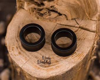 Schwarze Dünnwandige Ohr-Tunnels – Handgefertigte Dehner – Größen 10mm–50mm