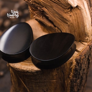 Ultra black ear plugs- Teardrop plugs - drop plugs - ebonite plugs black  18mm plugs 20mm plugs 22mm plugs 24mm plugs 26mm plugs 28mm 30mm