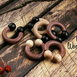 Unisex houten plug oorbellen - houten hoefijzer pluggen - houten barbell ring - oormeters hoepel oordopjes- houten pluggen 5mm 6mm 7mm 8mm 10mm 0g 00g