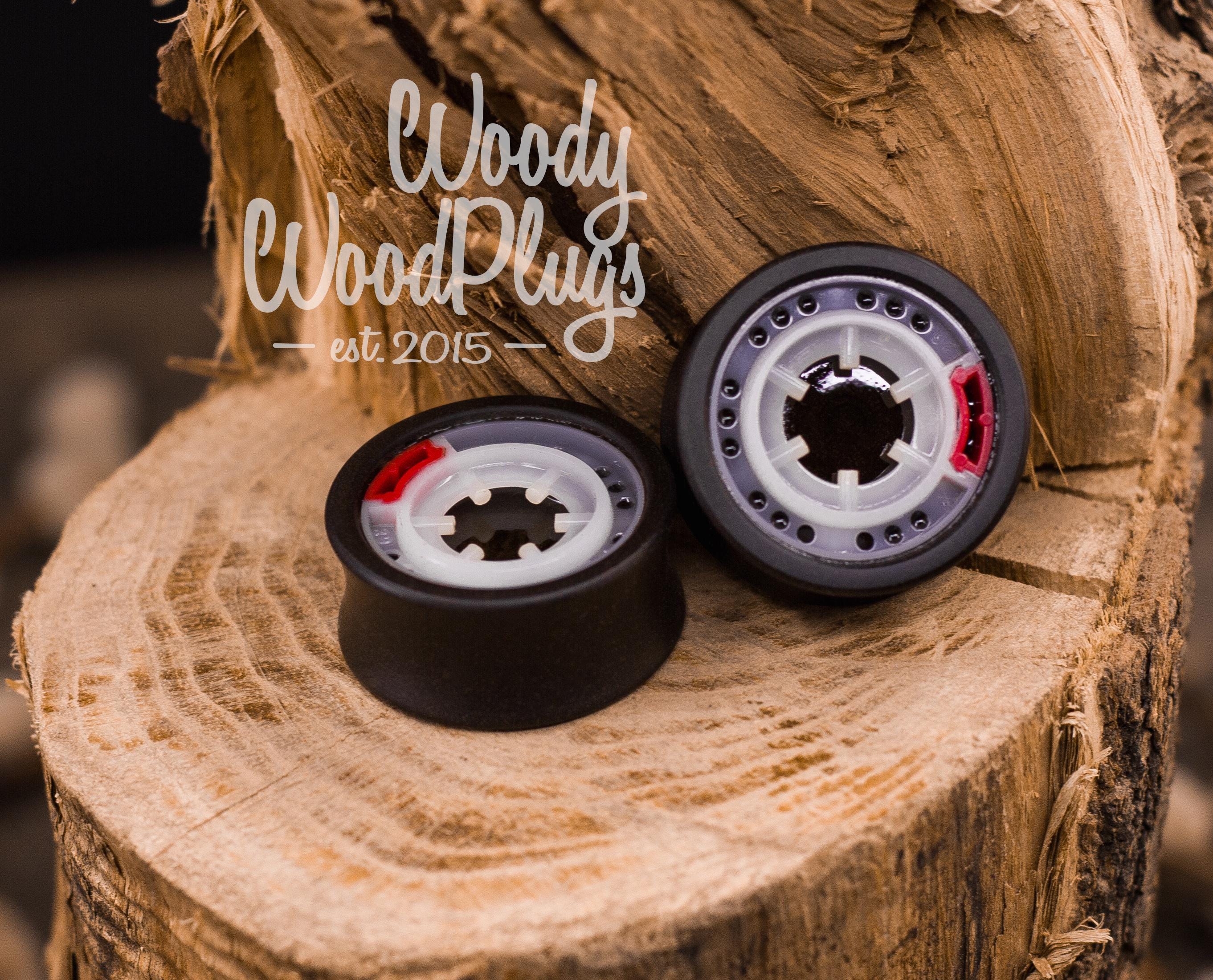 Dilatadores de oreja con ruedas de cassette de 25 a 40 mm - tapones y túneles negros reciclados, dilatadores de oreja con ruedas de cassette de 25 mm, 26 mm, 28 mm y 30 mm