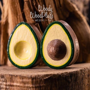 Teardrop Avocado Wood Plugs – Handmade Saddle-Fit Gauges – Organic Body Jewelry – Fun Gift for Stretched Ears 16 to 50mm Vegan Plugs image 9