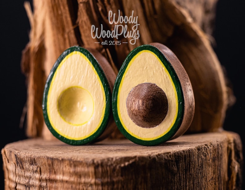 Teardrop Avocado Wood Plugs – Handmade Saddle-Fit Gauges – Organic Body Jewelry – Fun Gift for Stretched Ears 16 to 50mm Vegan Plugs image 9