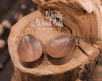 Traanvormige concave oordopjes van Brazil Nut - Druppelvormige concave oordopjes 16 mm 18 20 22 24 25 26 28 30 32 34 35 36 38 40 11/16" 3/4" 13/16"