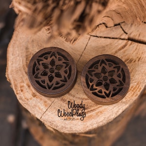 Mandala Ear Plugs – Lightweight Handmade Gauges for Stretched Ears | Boho Style Jewelry 24mm 25mm 26mm 27mm 28mm 29mm 30mm 31mm 32mm-50mm