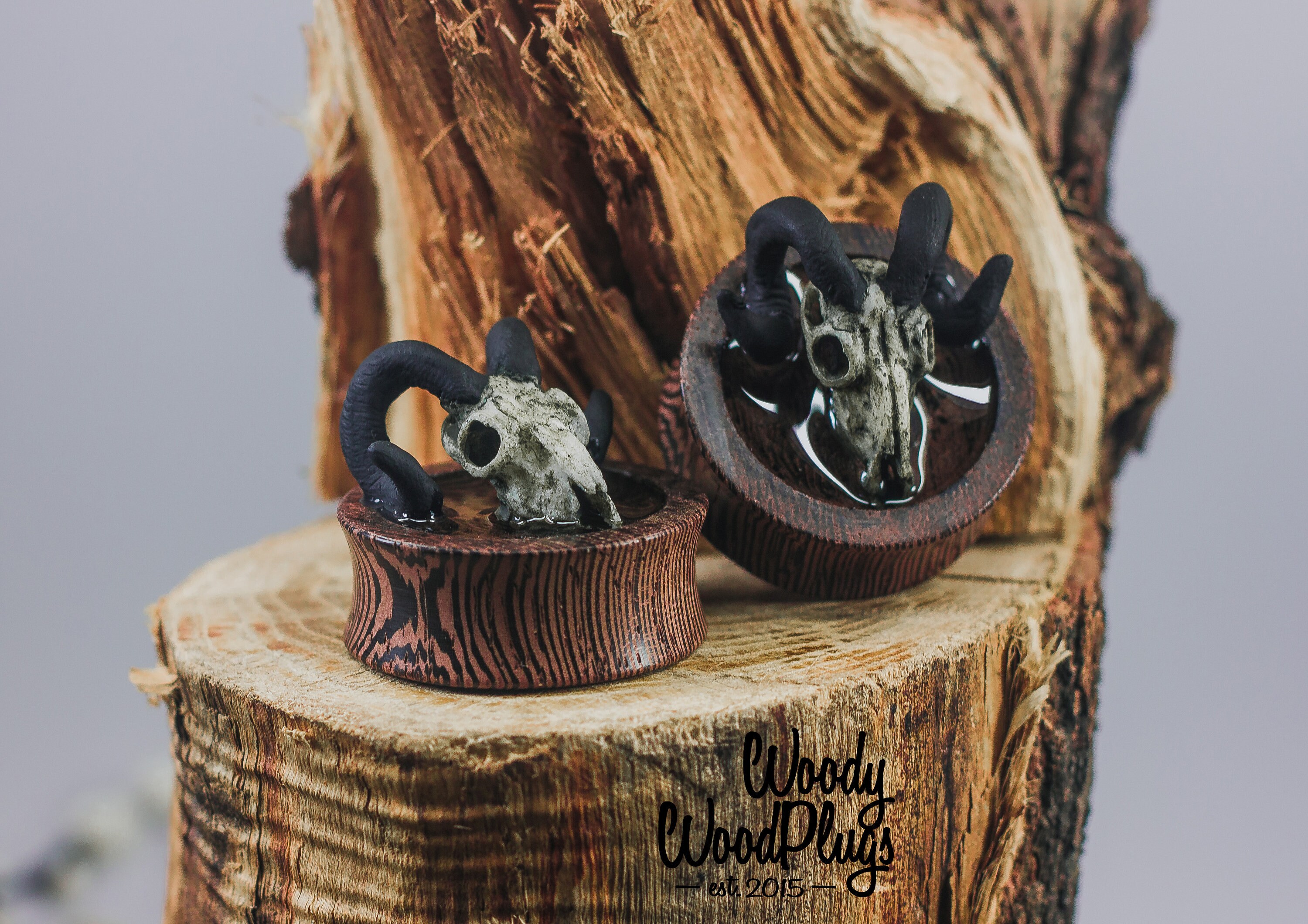 PAIR of Wood Buddah Saddle Plugs 12mm-30mm PAIR of Wood Buddah Saddle Plugs 12mm-30mm