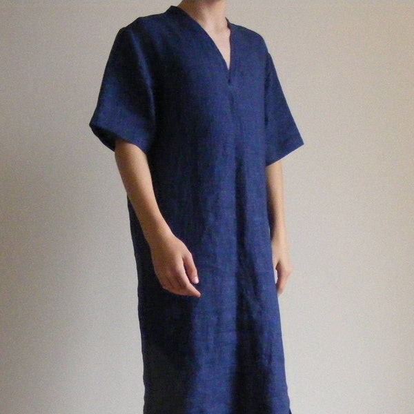 Heren linnen tuniek/Nachthemd/Lounge Wear/Vlas Nachthemd/Pyjamashirt/man linnen overhemd/man nachthemd