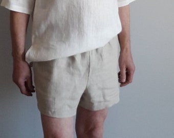 Mens Linen Shorts. Resort Summer Casual Simple Linen Shorts, Beach Shorts, Pull-On Shorts