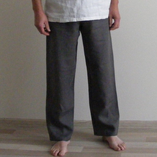 Mens Linen Lounge Pants.  Weekend Linen Pants Yoga pants Pajamas pants Drawstring Pants Pyjamahose / Sleepwear / Homewear N