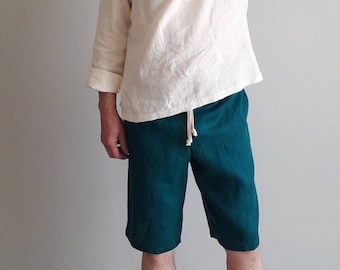 13'' lange Herrenshorts aus Leinen. Weicher Stoff aus 100 % Leinen