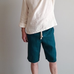 Mens 13'' Linen Long Shorts. Soft 100% Linen fabric
